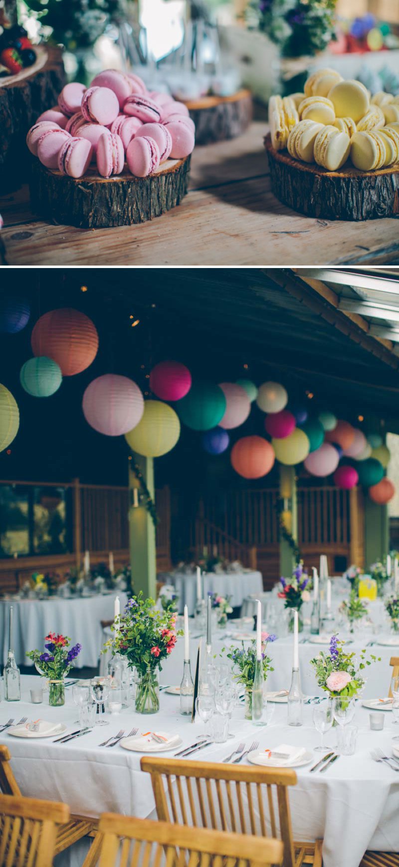 mesa boda rustica llena de color
