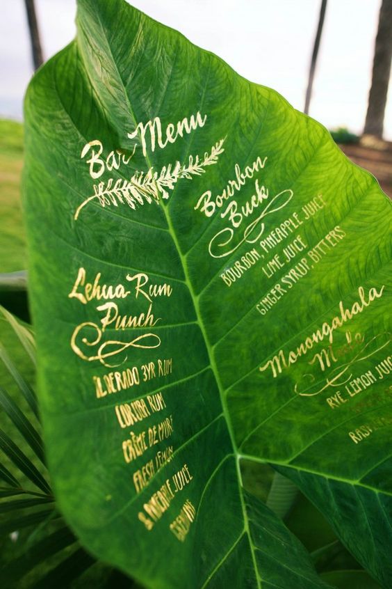 menu boda greenery pantone 2017