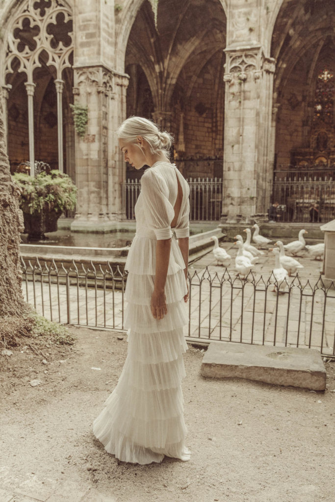 vestido novia volantes