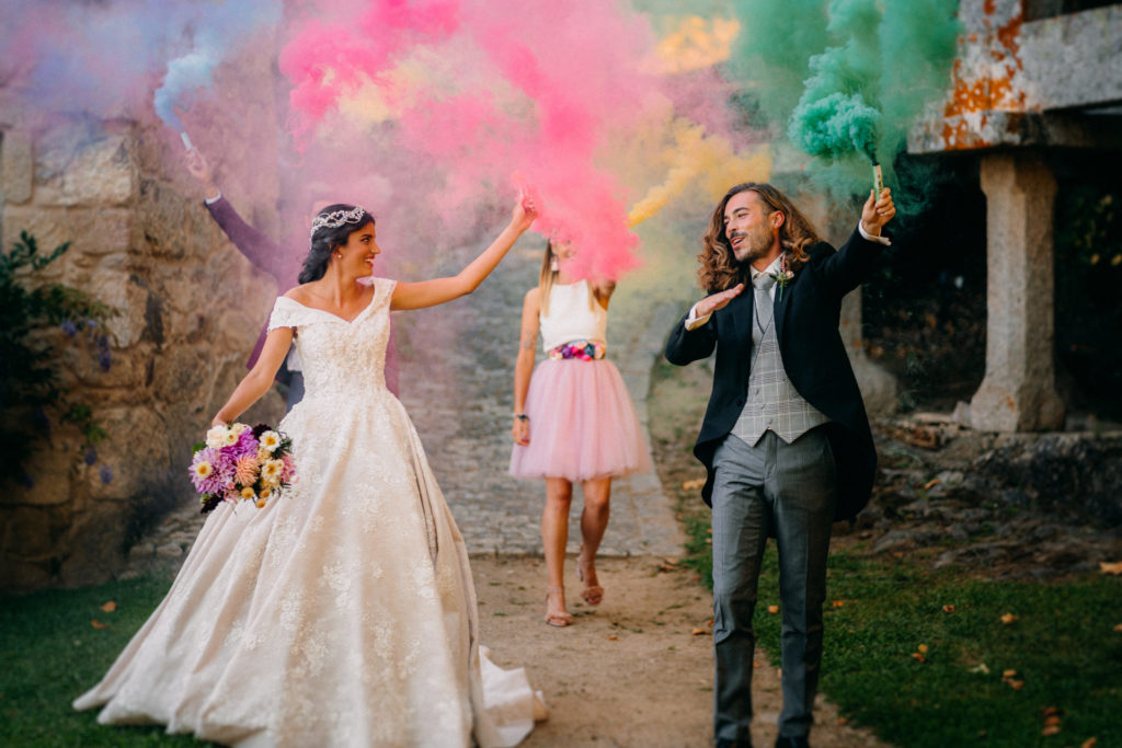humo de colores boda